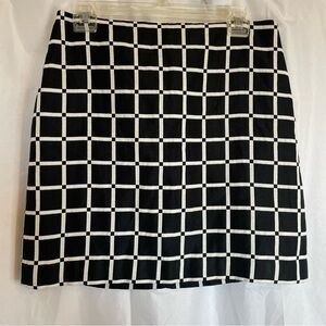 ANN TAYLOR Women’s Black White Check Square Lined Mini Skirt Size 4